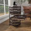 image:imageDeco 79 Metal Kitchen Storage Cart Rolling Circular 6 Shelf with Adjustable Shelves 17 x 17 x 28 Brown