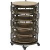 image:imageDeco 79 Metal Kitchen Storage Cart Rolling Circular 6 Shelf with Adjustable Shelves 17 x 17 x 28 Brown