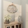 image:imageDeco 79 Metal Sign Home Wall Decor Laundry Room Wall Sculpture with Brown Wood Hanger Wall Art 22 x 1 x 22 Gray