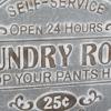 image:imageDeco 79 Metal Sign Home Wall Decor Laundry Room Wall Sculpture with Brown Wood Hanger Wall Art 22 x 1 x 22 Gray