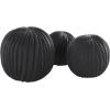 image:imageDeco 79 Teak Wood Handmade Decorative Orbs amp Vase Filler Carved Decorative Balls with Wavy Ridges Set of 3 Vase Filler 6 5 4 H BlackBlack