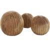 image:imageDeco 79 Teak Wood Handmade Decorative Orbs amp Vase Filler Carved Decorative Balls with Wavy Ridges Set of 3 Vase Filler 6 5 4 H BlackBrown