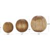 image:imageDeco 79 Teak Wood Handmade Decorative Orbs amp Vase Filler Carved Decorative Balls with Wavy Ridges Set of 3 Vase Filler 6 5 4 H BlackBrown