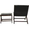 image:imageDeco 79 Teak Wood Handmade Upholstered Leather Accent Chair with Ottoman Set of 2 33 16H Black