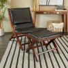 image:imageDeco 79 Teak Wood Handmade Upholstered Leather Accent Chair with Ottoman Set of 2 33 16H Black