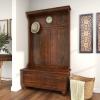 image:imageDeco 79 Wood Coat Rack with Clock and Hooks 46 x 19 x 78 Brown