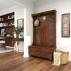 image:imageDeco 79 Wood Coat Rack with Clock and Hooks 46 x 19 x 78 Brown