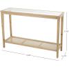 image:imageDeco 79 Wood Slim Natural 1 Shelf Console Table with Glass Top and Rattan Shelf 47 x 14 x 32 Brown