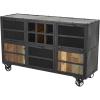 image:imageDeco 79 Metal Room Cabinet 3 Shelves and 2 Doors Storage Cabinet with 4 Wheels Accent Cabinet 60 x 19 x 37 BlackBlack