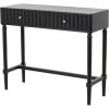 image:imageDeco 79 Wood Handmade Living Room Console Table 2 Drawer Table with Gold Handles Entryway Table 36 x 14 x 30 Black