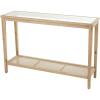 image:imageDeco 79 Wood Slim Natural 1 Shelf Console Table with Glass Top and Rattan Shelf 47 x 14 x 32 Brown