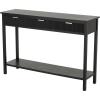 image:imageDeco 79 Wooden Handmade Living Room Console Table 3 Drawers Table with Gold Handles Entryway Table 47 x 13 x 32 Black