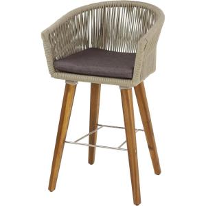 image:imageDeco 79 Fabric Bar Stool Woven Rope Indoor with Polyester Cushion and Tapered Wood Legs 22 x 20 x 37 Gray