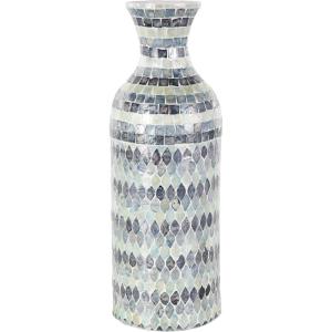 image:imageDeco 79 Mother of Pearl Shell Handmade Decorative Vase Mosaic Centerpiece Vase with White Interior Flower Vase for Home Decoration 7 x 7 x 20 Blue