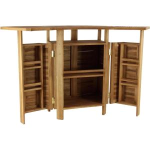 image:imageDeco 79 Teak Wood Indoor Outdoor Folding Bar with Expandable Sides 70 x 24 x 41 BrownBrown