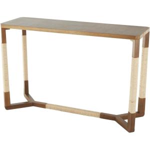image:imageDeco 79 Wooden Console Table with Rope Wrapped Frame 47 x 16 x 31 BrownBrown