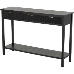 image:imageDeco 79 Wooden Handmade Living Room Console Table 3 Drawers Table with Gold Handles Entryway Table 47 x 13 x 32 Black