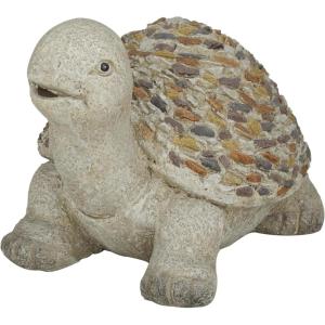 image:imageDeco 79 Polystone Turtle Decorative Garden Sculpture Indoor Outdoor Garden Statue with Stone Mosaic Design Outdoor Sculpture 14 x 11 x 10 White