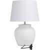 image:imageDeco 79 Cement Stone Room Table Lamp Pot Inspired Accent Lamp with Textured Exterior Lamp 16 x 16 x 24 White