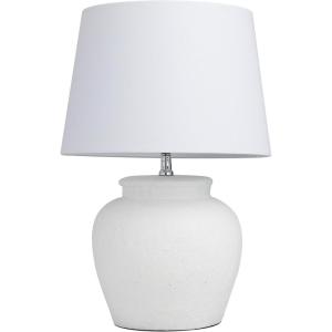 image:imageDeco 79 Cement Stone Room Table Lamp Pot Inspired Accent Lamp with Textured Exterior Lamp 16 x 16 x 24 White