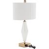 image:imageDeco 79 Glass Table Lamp with Square Shade 18 x 10 x 31 White
