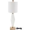 image:imageDeco 79 Glass Table Lamp with Square Shade 18 x 10 x 31 White