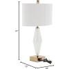 image:imageDeco 79 Glass Table Lamp with Square Shade 18 x 10 x 31 White