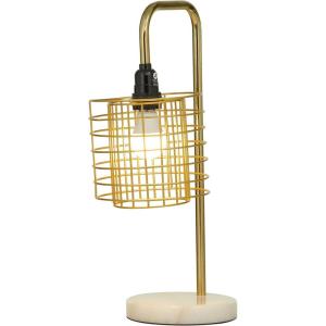 image:imageDeco 79 Metal Desk Lamp with Open Wire Frame and Marble Base 9 x 13 x 20 Gold20 H