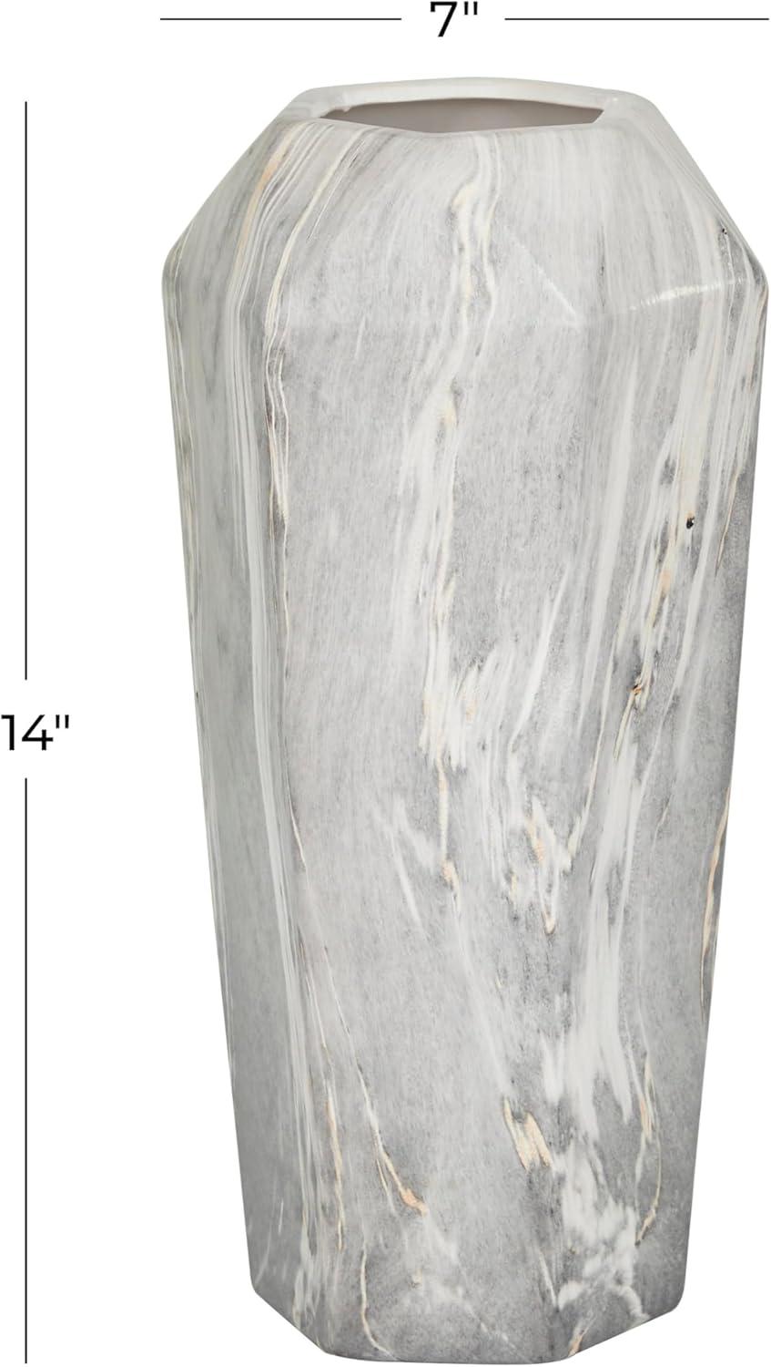 image:imageDeco 79 Ceramic Decorative Vase Faux Marble Centerpiece Vase Flower Vase for Home Decoration 6 x 7 x 14 WhiteBlack