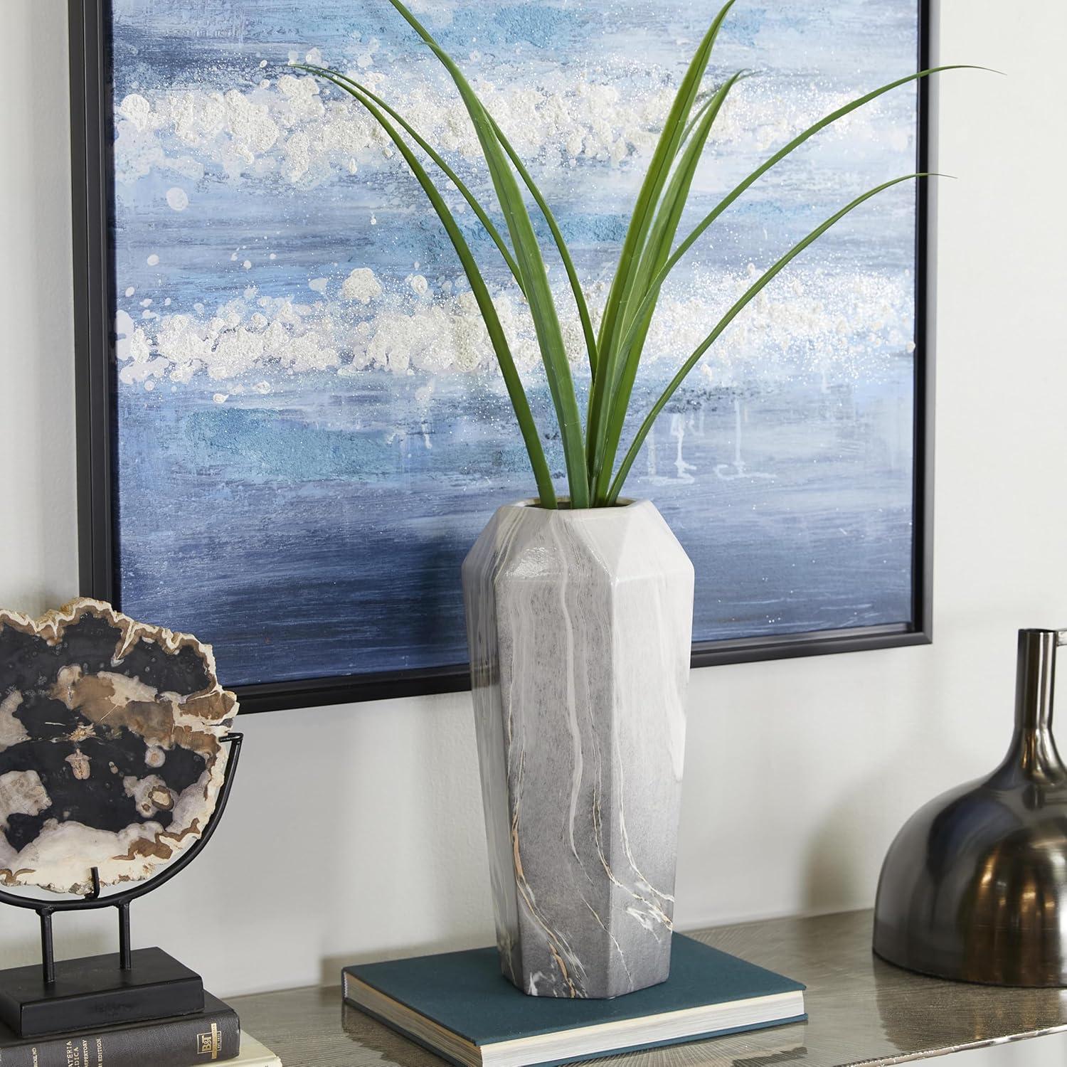 image:imageDeco 79 Ceramic Decorative Vase Faux Marble Centerpiece Vase Flower Vase for Home Decoration 6 x 7 x 14 WhiteBlack