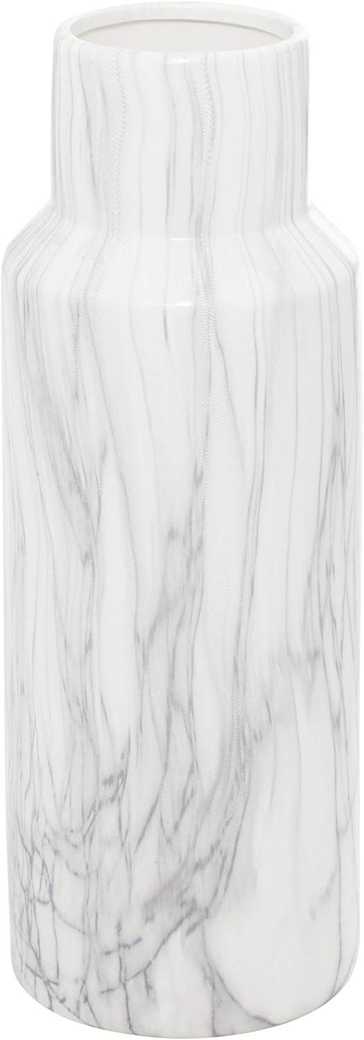 image:imageDeco 79 Ceramic Decorative Vase Faux Marble Centerpiece Vase Flower Vase for Home Decoration 6 x 7 x 14 WhiteWhite