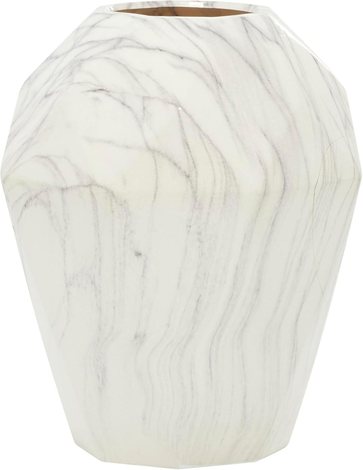 image:imageDeco 79 Ceramic Decorative Vase Faux Marble Centerpiece Vase Flower Vase for Home Decoration 6 x 7 x 14 WhiteWhite