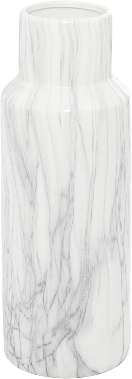 image:imageDeco 79 Ceramic Decorative Vase Faux Marble Centerpiece Vase Flower Vase for Home Decoration 6 x 7 x 14 WhiteWhite