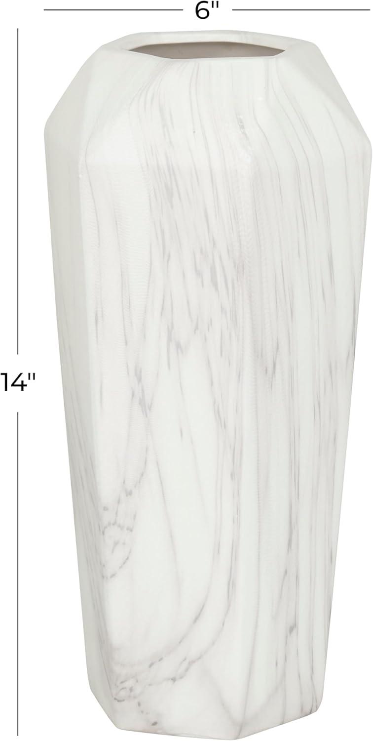 image:imageDeco 79 Ceramic Decorative Vase Faux Marble Centerpiece Vase Flower Vase for Home Decoration 6 x 7 x 14 WhiteWhite