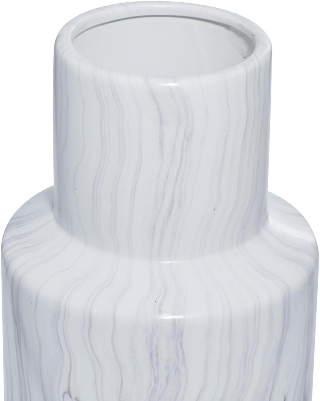 image:imageDeco 79 Ceramic Decorative Vase Faux Marble Centerpiece Vase Flower Vase for Home Decoration 6 x 7 x 14 WhiteWhite