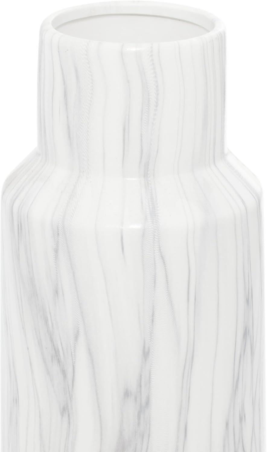 image:imageDeco 79 Ceramic Decorative Vase Faux Marble Centerpiece Vase Flower Vase for Home Decoration 6 x 7 x 14 WhiteWhite