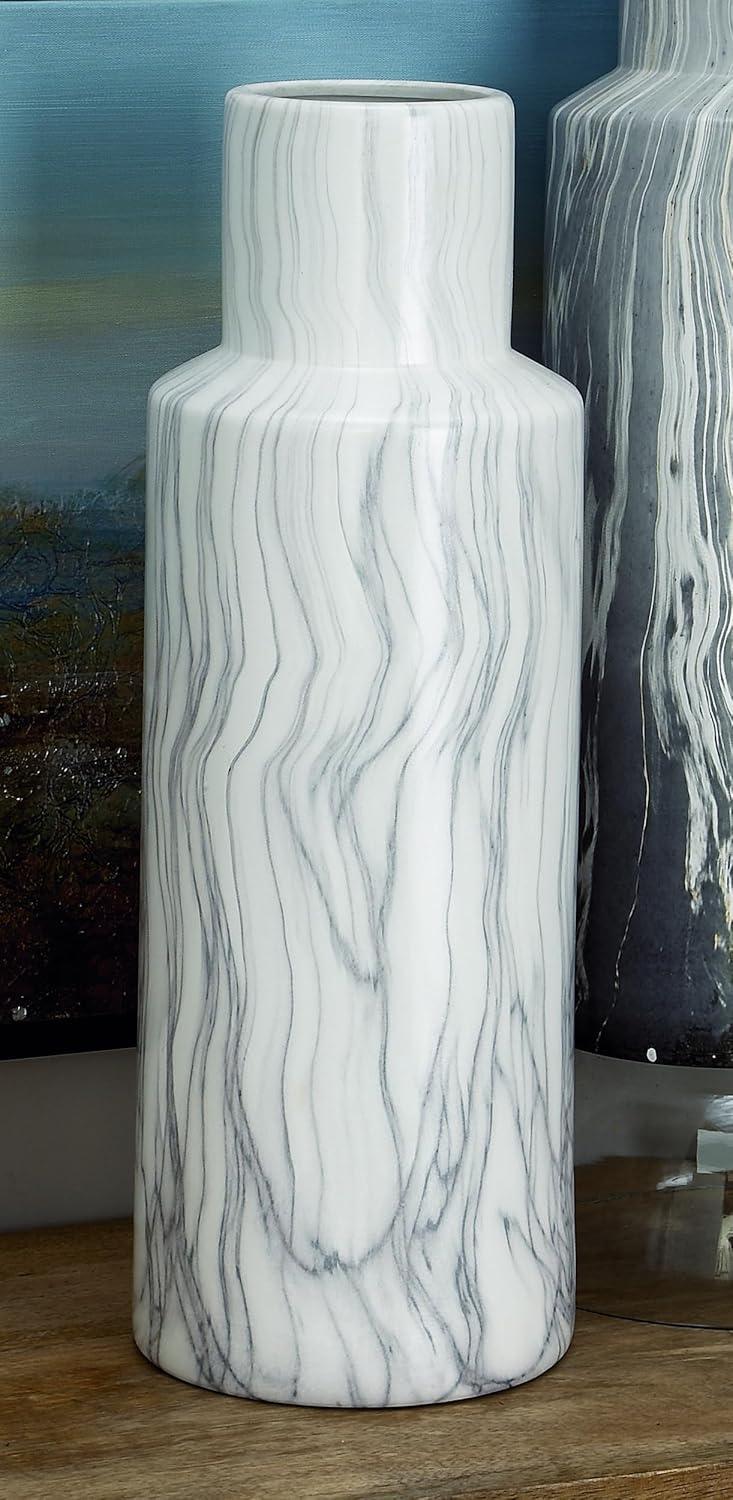 image:imageDeco 79 Ceramic Decorative Vase Faux Marble Centerpiece Vase Flower Vase for Home Decoration 6 x 7 x 14 WhiteWhite