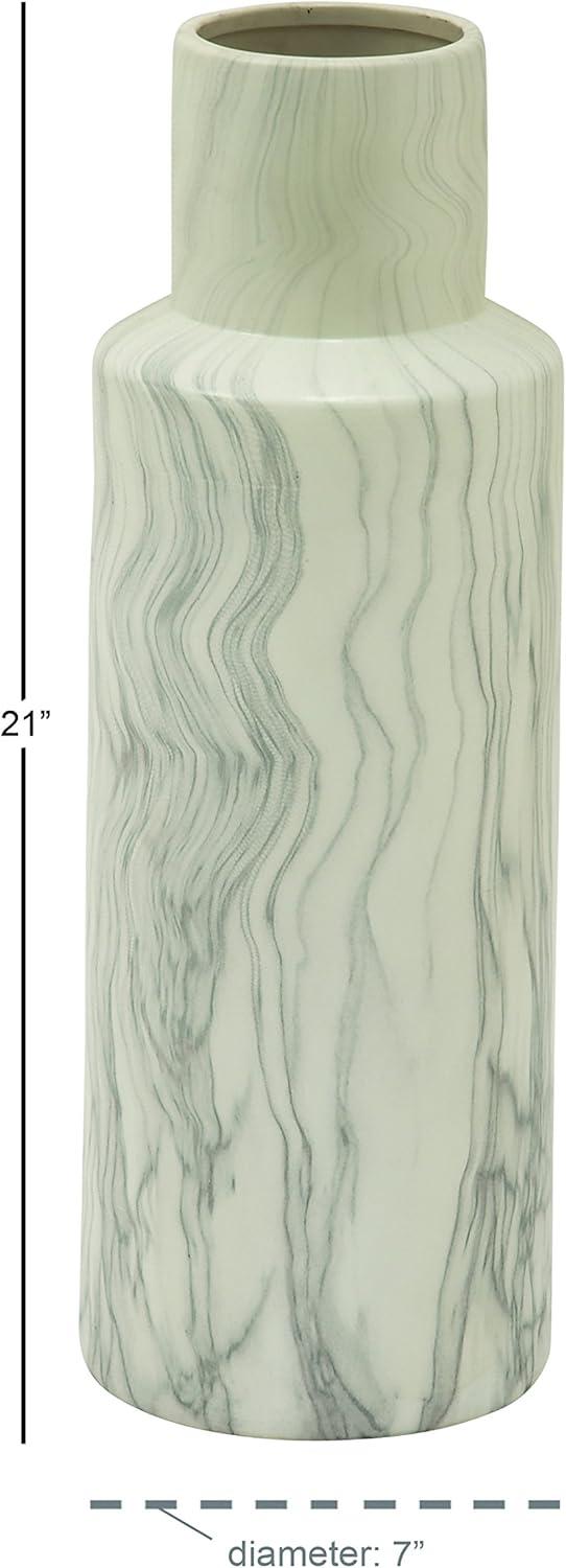 image:imageDeco 79 Ceramic Decorative Vase Faux Marble Centerpiece Vase Flower Vase for Home Decoration 6 x 7 x 14 WhiteWhite