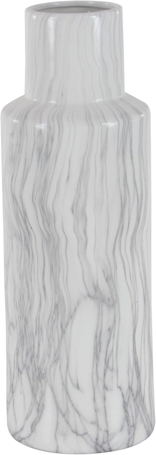 image:imageDeco 79 Ceramic Decorative Vase Faux Marble Centerpiece Vase Flower Vase for Home Decoration 6 x 7 x 14 WhiteWhite