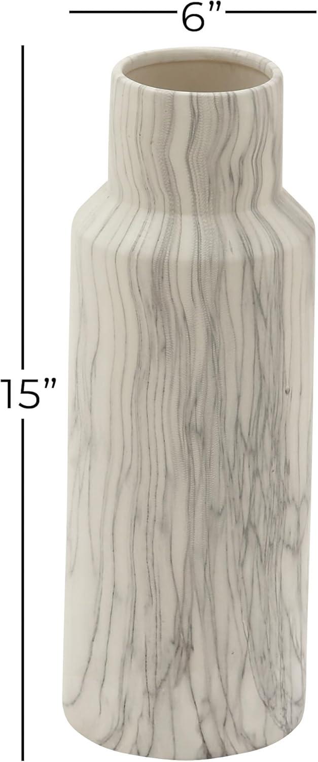 image:imageDeco 79 Ceramic Decorative Vase Faux Marble Centerpiece Vase Flower Vase for Home Decoration 6 x 7 x 14 WhiteWhite