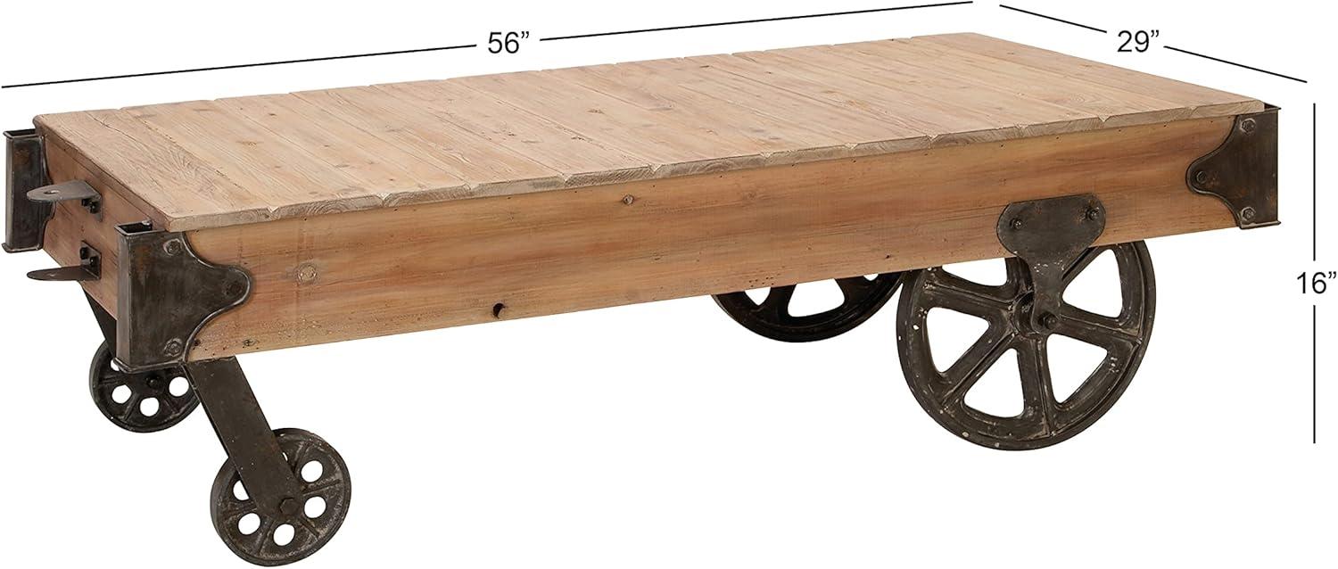 image:imageDeco 79 Wood Cart Coffee Table 56 by 1612Inch Tan