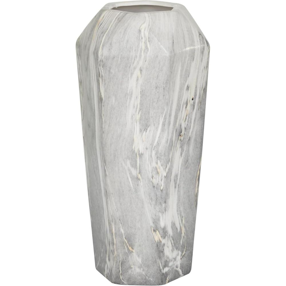 image:imageDeco 79 Ceramic Decorative Vase Faux Marble Centerpiece Vase Flower Vase for Home Decoration 6 x 7 x 14 WhiteBlack