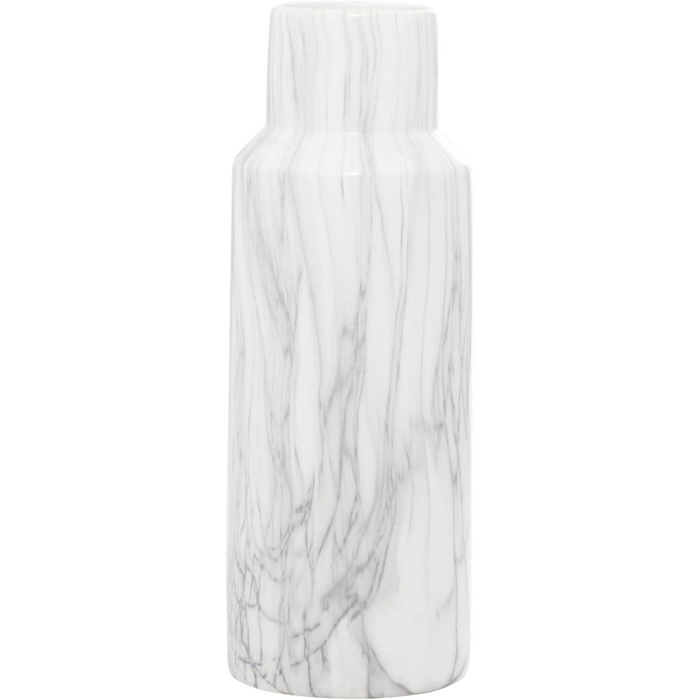 image:imageDeco 79 Ceramic Decorative Vase Faux Marble Centerpiece Vase Flower Vase for Home Decoration 6 x 7 x 14 WhiteWhite