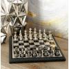 image:imageDeco 79 Aluminum Chess Game Set with Black and Silver Pieces 17 x 17 x 6 SilverBlack