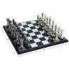 image:imageDeco 79 Aluminum Chess Game Set with Black and Silver Pieces 17 x 17 x 6 SilverSilver