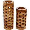 image:imageDeco 79 Teak Wood Handmade Decorative Vase Centerpiece Vases with Cut Out Patterns Set of 2 Vases for Home Decoration 16 12 H Brown