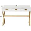 image:imageDeco 79 Wood 3 Drawer Desk with Outlet 47 x 20 x 30 White
