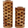 image:imageDeco 79 Teak Wood Handmade Decorative Vase Centerpiece Vases with Cut Out Patterns Set of 2 Vases for Home Decoration 16 12 H Brown
