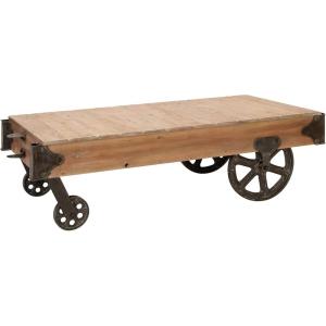 image:imageDeco 79 Wood Cart Coffee Table 56 by 1612Inch Tan