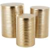 image:imageDeco 79 Metal Side End Accent Table Metallic Ribbed Drum End Table Set of 3 Side Table 24 22 20 H Gold